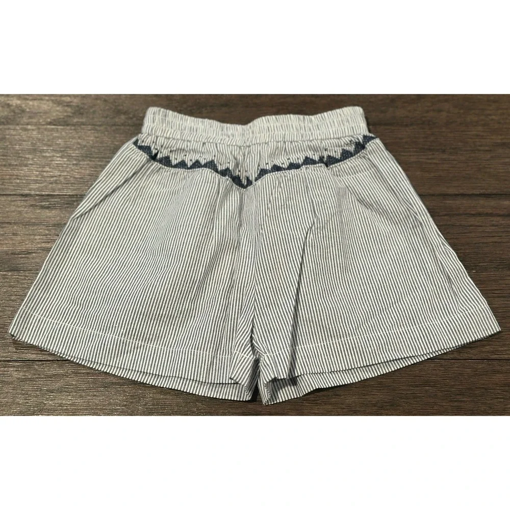 Aaron & Amber blue white striped pull on shorts seersucker‎ nautical sz S NWT